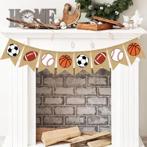 Burlap Banner Baseball Bunting Garland  Theme Party  Banner  Football Banner Garland Basketball Soccer Banner Bunting for Birthday  Shower  Club Party Decor
