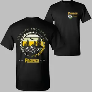 Pacifico Beer – 2 Sides Live Life Anchors Up Mountain Graphic Tee, Novelty for Outdoor Lovers & Beer Fans, Funny Graphic Tee, Cotton Moisture-Wicking Short Sleeve Crew Neck, Casual Streetwear for Men & Women" T-Shirt