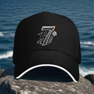 A Baseball Cap Featuring a Size 7 Soccer Ball Design - Lightweight And Adjustable, Suitable for Both Men And Women, Perfect for Outdoor Activities, Casual Wear, And Soccer Fans - Non-Stretch Design with a Size 7 Logo
