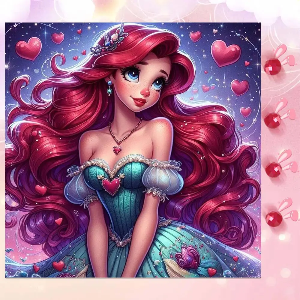 5D DIY Full Drill Round Diamond Painting - Diamond Pattern Design Diamond Art Kit Red Long Hair Mosaic, Canvas - DIY Decorative Painting, Home Wall Decor, Suitable for Halloween and Christmas, Birthday and Anniversary Gifts