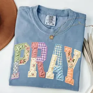 Comfort Colors PRAY Patchwork Shirt, Faith Inspirational Graphic Tee –  Aesthetic Shirt, Christian Floral Quilt Letter Tee for Cozy Everyday Spiritual Vibes