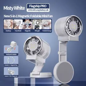 3-in-1 Magnetic Phone Fan & Fill Light | Foldable Portable Cooling Gadget for iPhone/Android | Desktop & Handheld Mini Fan for Summer