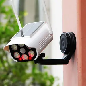 1Pc solar simulation monitoring light, solar wall light, ultra bright LED wall light, 66 high brightness LED beads, intelligent motion sensor with red flashing light, weather resistant, no wiring required, automatic sensing, suitable for gardens, porches