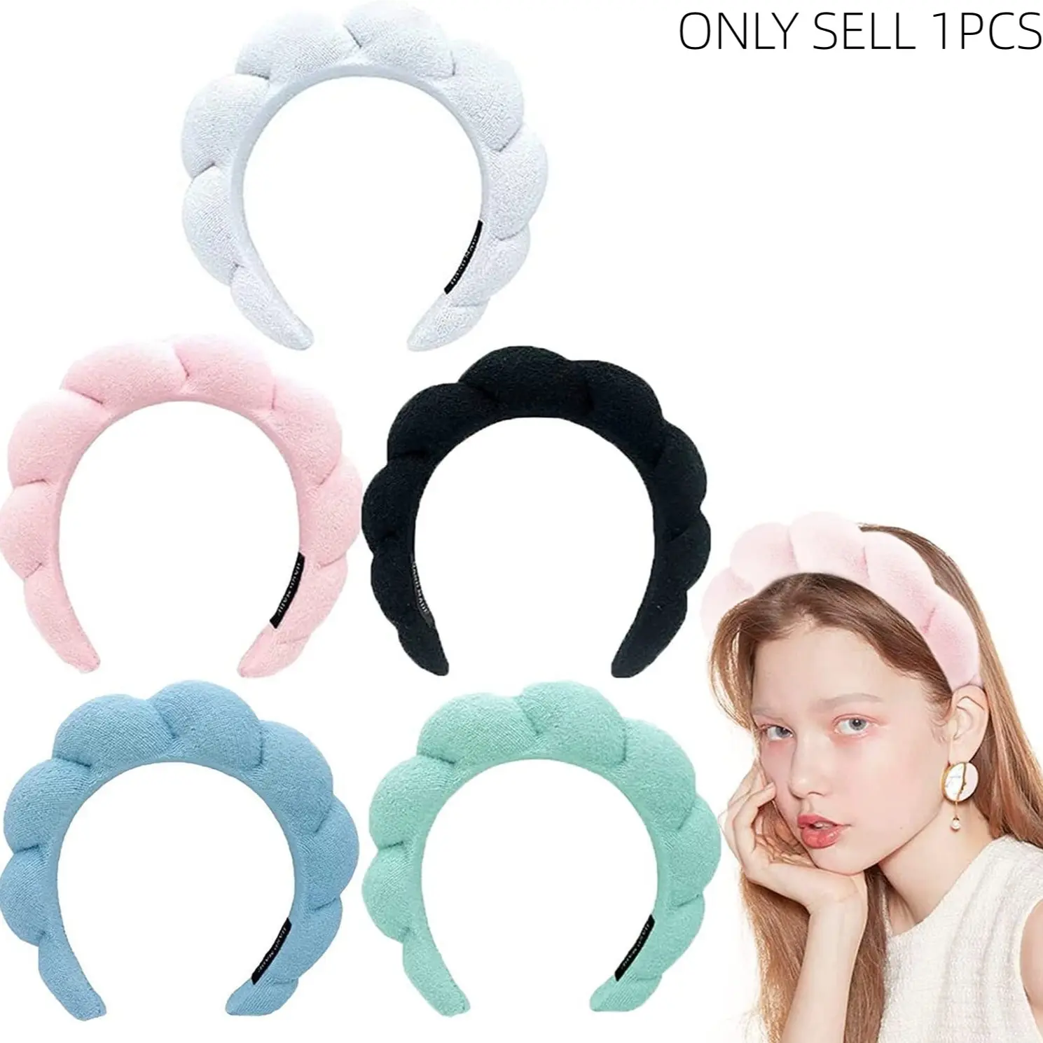 Towel Fabric High Crown Headband for Women Premium Look Face Wash Makeup Headband Soft Absorbent Non Binding Lifts Crown Slims Face Versatile for Daily Skincare Makeup