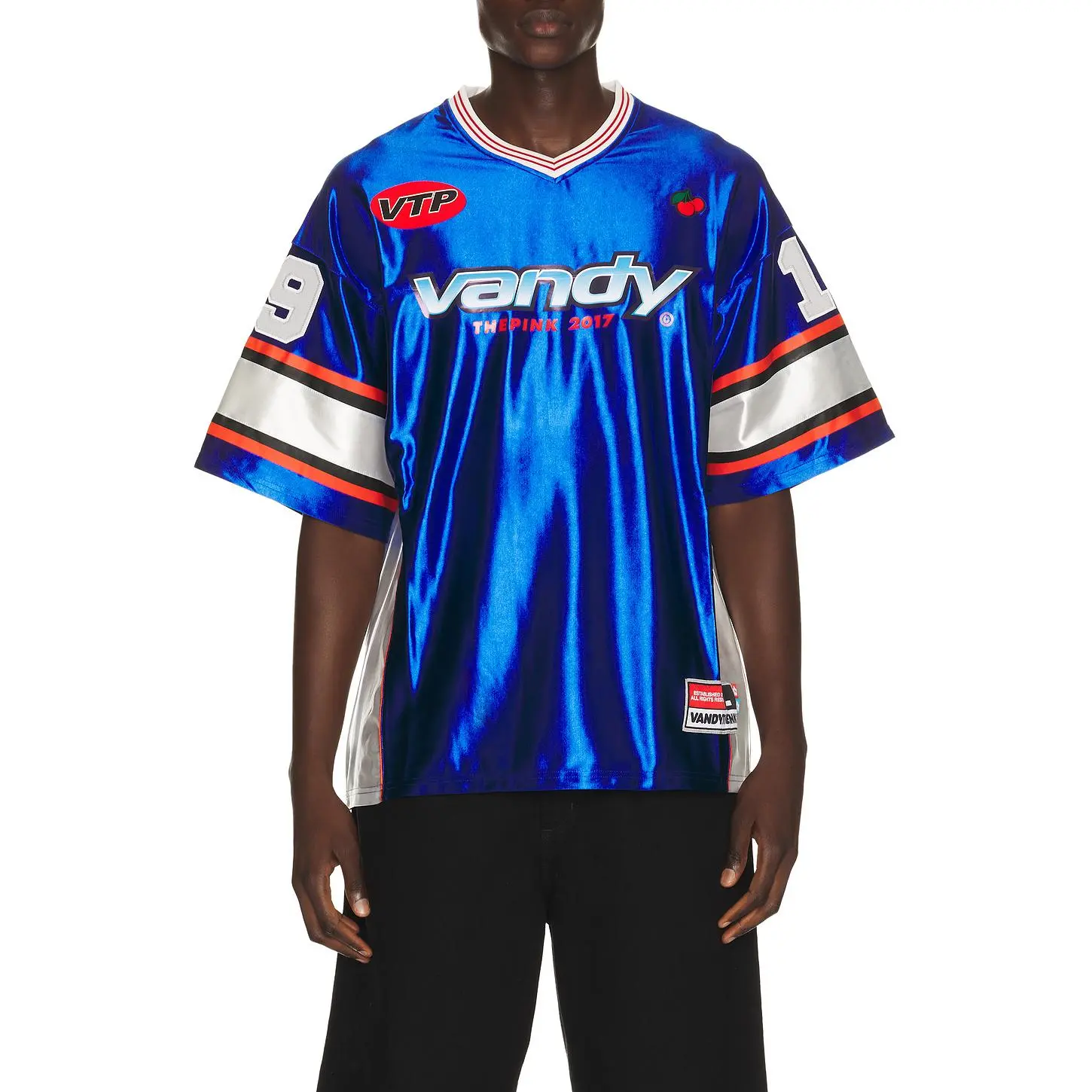 VANDYTHEPINK Cherry Football Jersey in Blue