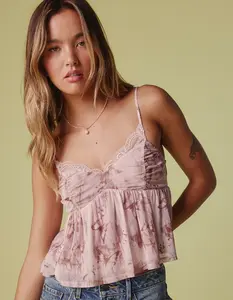 FULL TILT Butterfly Womens Mesh Babydoll Top