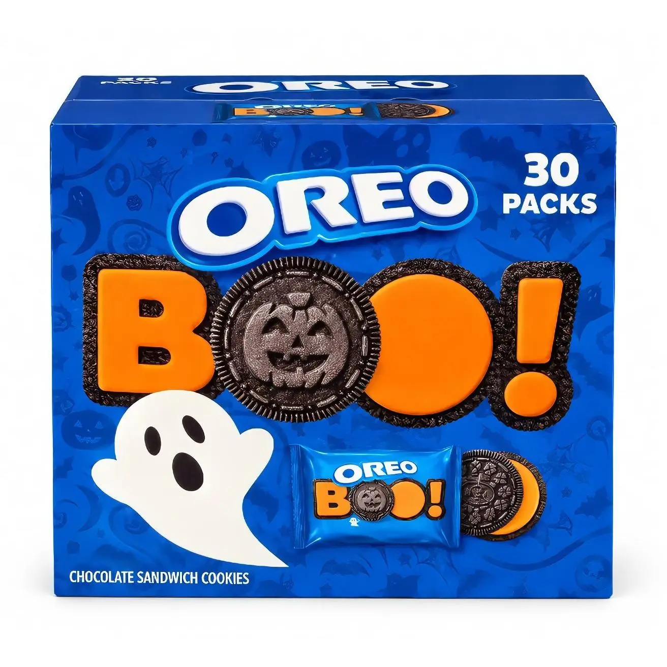 Oreo Halloween Boo! 30 Packs Chocolate Sandwich Cookies with Pumpkin Design for Festive Treats