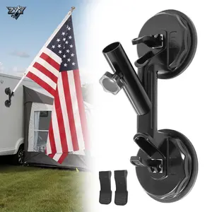 New Upgrade Suction Cup Flagpole Holder Quick Flag Mount for RVs, Strong Suction Heavy Duty Metal RV Flag Pole Mount Compatible with Camper, Truck, Boats, Yachts
