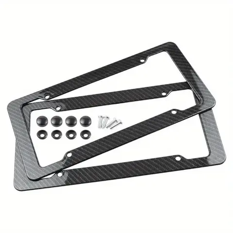 License Plate Frame, 2 Counts Universal Car License Plate Frames with Screws, Carbon-Style Automotive Exterior Decoration Accessories for Cars, Trucks and SUVs