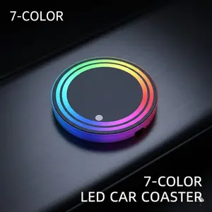 7-color Changing Light Car Cup Holder LED Coaster Light Pad Bottle Light Sensor Ambient Light Car Interior Lighting Car Interior Accessories Led Lights Car Atmosphere Lights