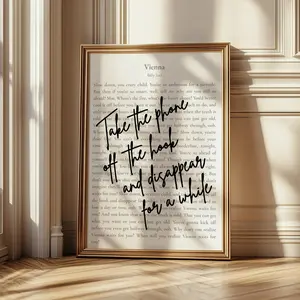 Take the Phone Off the Hook Print, Billy Joel Vienna Song Lyrics Poster, Music Quote Wall Art, Retro Typography Decor