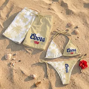 Matching COORS Beer Palm Tree Tropical Swimwear Set - Couples Beach Outfit, Summer Beachwear