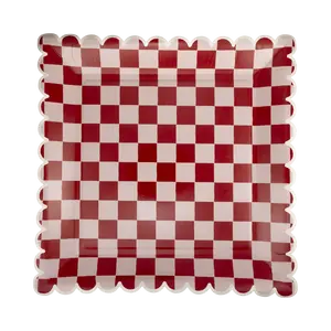 Pink and Red Checked Paper Plates