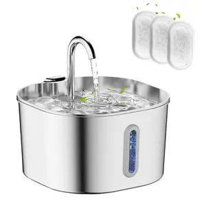 2.2L Stainless Steel Cat Water Fountain, Automatic Water Feeder, Automatic Pet Water Fountain with 3/7 Replacement Filters, Ultra-Quiet Pump Design, Ideal for Cats & Dogs