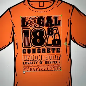 Local 186A Concrete Union Built T-Shirt - Orange Safety Bros NYC Tee Unisex
