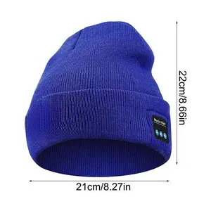 USB Rechargeable LED Beanie Hat with Wireless Music & Bluetooth Headphones Night Lighted Warmth Acrylic Camping Hiking Gift