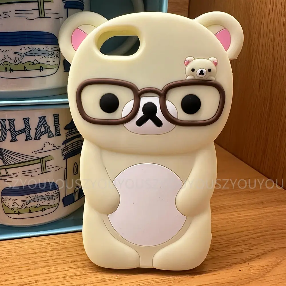 For iPhone 17 Pro 4 4S 5 5S 6 16 Pro Max 15 14 Plus 13 12 11 7 8 SE Rilakkuma Bear Chocolate Cartoon Soft Silicon Phone Case