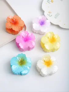 6pcs Bohemian Inspired Shell Floral Hair Claw Clips, Sweet Gradient Color for Spring Summer, Perfect for Beach Vacation & Daily Leisure