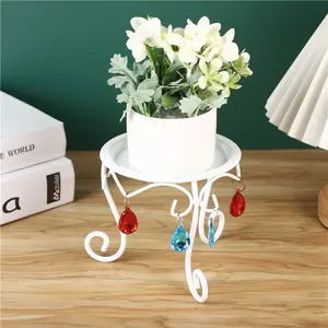 Single Layer Iron Flower Stand, Balcony Indoor Tea Table Planter Rack, Small Flower Holder, Home Decorative Storage Shelf