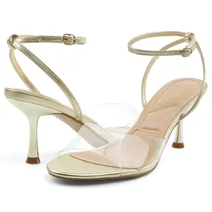 JENN ARDOR Women's Transparent High-Heeled Kitten-Strap Sandals Clear Toe Design for Elegant LookComfortable Round Toeless Shoes Ankle Strap High Heels Elegant Party Heel Wedding Party Platform Heels Chic Elegance MeetsComfort - Girl
