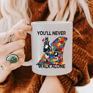 You'll Never Walk Alone Autism Awareness Mom & Son Mug, Gift For Mother, Mama Double-Sided Coffee Mugs