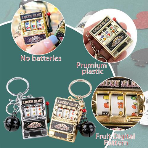 Mini Fruit Slot Machine Keychain Novelty Keyrings Lucky Charm Novelty Gifts Mini Casino Pendant Bag Charm Mini Bag Keyring for Kids Adults