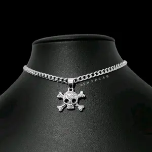 Crystal Skull Choker - CC (Rhinestone Gothic Necklace)