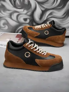 Men's Fashion PU Leather Low Top Sneakers, Low Top Height, All Season Wear Casual Sporty Shoes, Colorblock Design, Comfortable Rubber Sole, Casual Running Sneakers