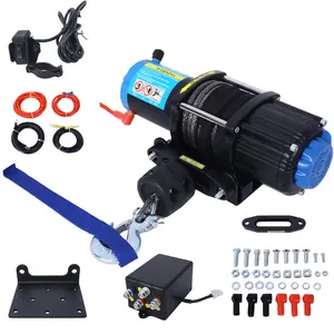 4500 lb Winch ATV UTV Electric Winch,12V Waterproof Winch Synthetic Rope Trailer Electric Winch with Wired Remote and Wireless Remote