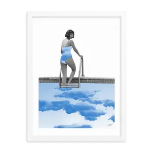 Lady in a Pool Collage - Framed Matte Print