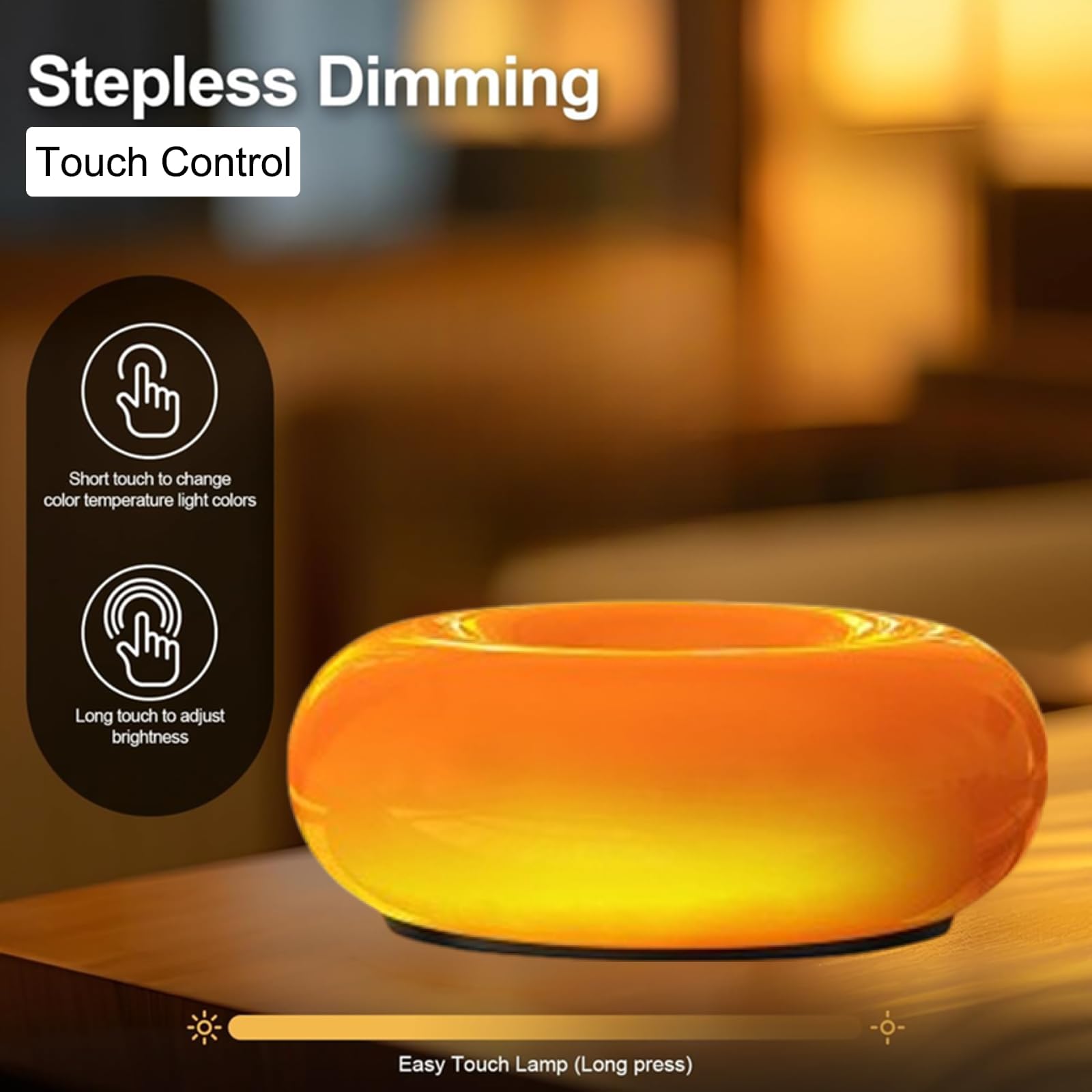 Modern Orange Donut Lamp, Plug-in Bedside Lamp & Wall Sconce, Mid-Century Modern Decor Wall Mount Light, Creative Orange Ambient Lighting for Living Room, Reading Room & Hallway multifunctional tool