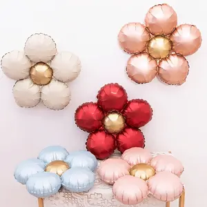 4Pcs/Set Foil Shiny Flower balloon for Happy Birthday Party Decoration Anniversary Baby Shower Wedding Gender Reveal Decoration Balloon Decorations