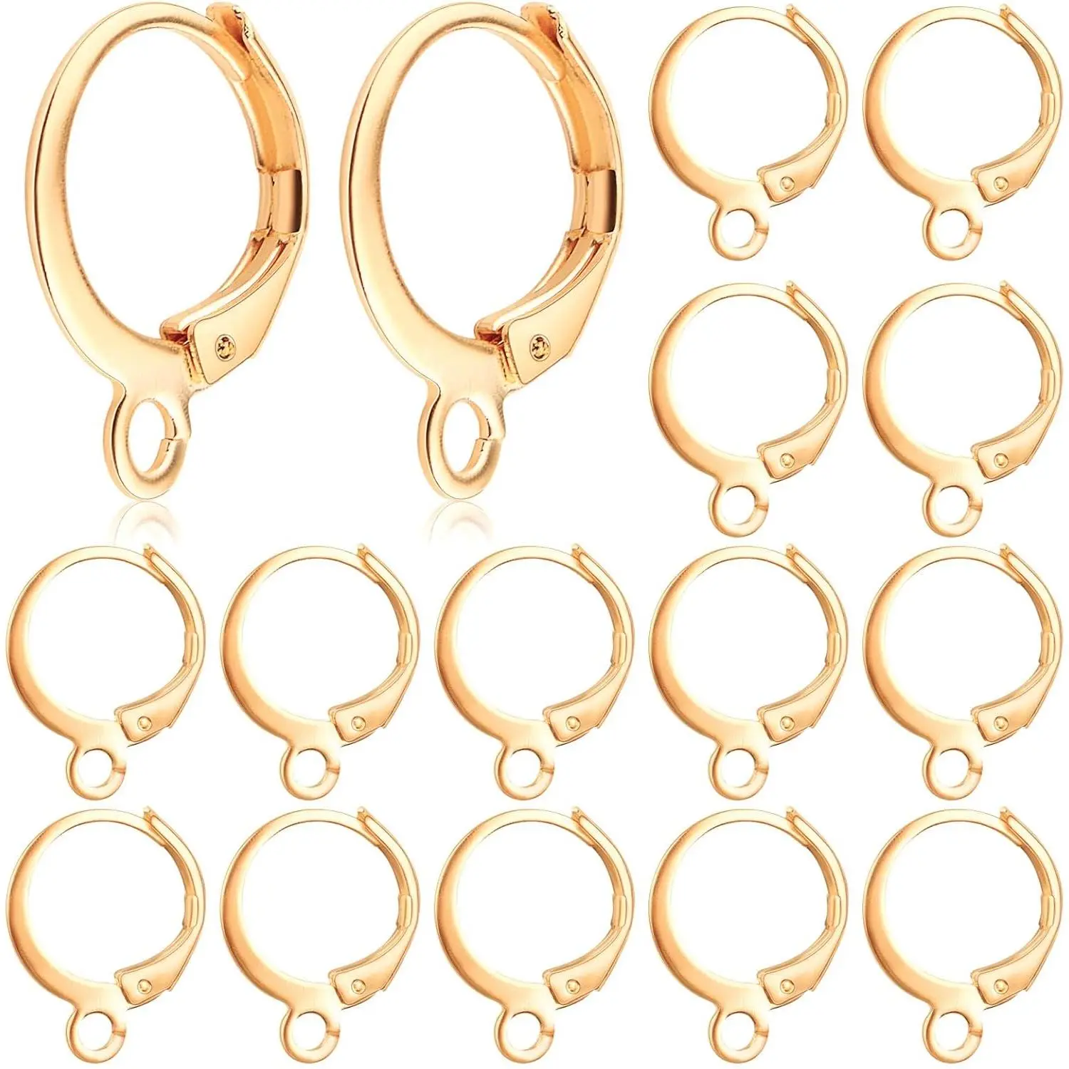 100pcs Brass French Earwires Hooks Round Leverback Earring Hooks Earring Components Accessories for DIY Jewelry Making Craft Supplies Decoration, KC Golden