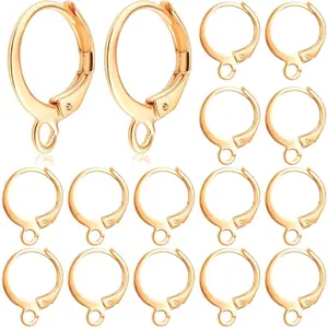 100pcs Brass French Earwires Hooks Round Leverback Earring Hooks Earring Components Accessories for DIY Jewelry Making Craft Supplies Decoration, KC Golden