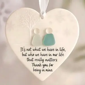 Heart-Shaped Marine Acrylic Ornament, Eternal Friendship Design, Perfect for Christmas Trees & Gifts, Unique Decoration for Special Moments
