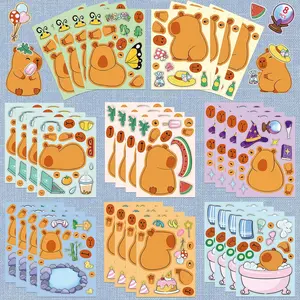 8PCS Capybara Puzzle Stickers - Educational Parent-Child Interactive Cartoon "Make a Face" Waterproof Decals reforgedglory