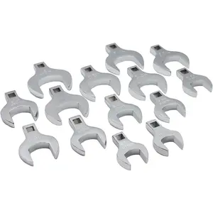 14 pc 1/2" Jumbo Crowfoot Wrench Set SAE - Sizes from 1-1/16" to 2" with Storage Tray - Chrome Plated Carbon Steel