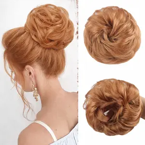 Messy Bun Hair Piece - curly Wavy Synthetic Chignon Scrunchies for Instant Volume Elastic Bun Ponytail Hair Extensions Thick updo Hairpieces for Women natural fluffy hair bun quick style plate Hair Bun Extensions (Color:30#,8Inch)