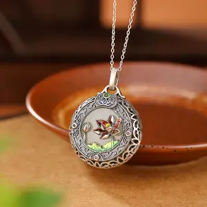 Vintage Chinese Style Lotus Sachet Pendant, Hollow Aromatherapy Necklace