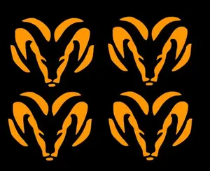 Ram Head 4 pack, Decal Vinyl Window Decal for Vehicle Windows Boats RVs Office Desks Laptops Easy to Install, self adhesive, several colors and sizes.