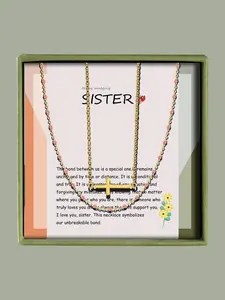 Women's Elegant Cross Pendant Necklace, Exquisite Trendy Pendant Necklace, Chic Jewelry As Gift for Sister with Blessing Card