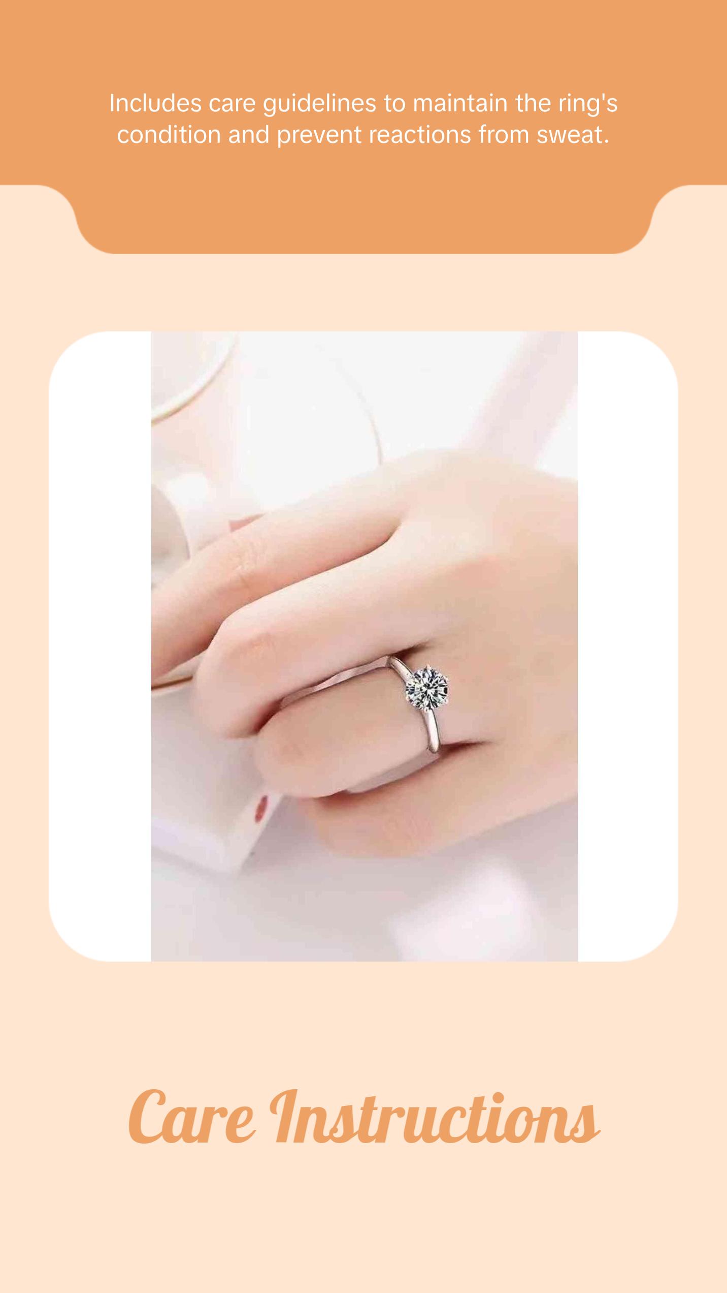 Adored 925 Sterling Silver 3 Carat Moissanite 6-Prong Ring