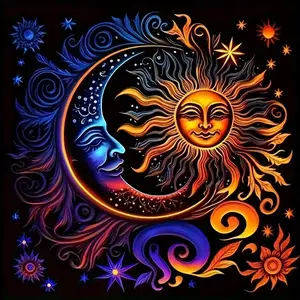New DIY 5D Diamond Painting Kit, Sun and Moon Theme, Full Drill Mosaic Art, Home Wall Decor Gift, Large Size, Model Xinghao Z056