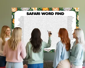 Safari Word Search Game, Giant Crossword Puzzle, Large Word Find, Gathering Activity Poster