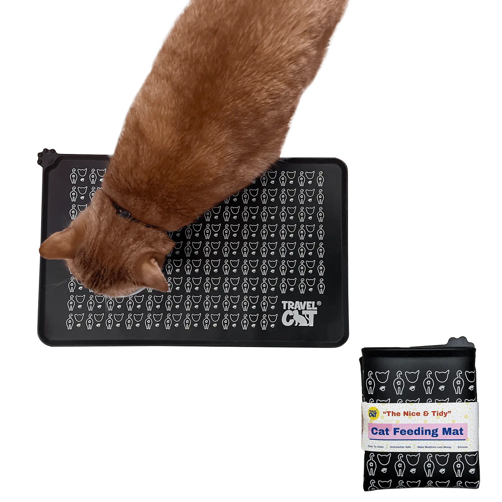 "The Nice & Tidy" Cat Food & Water Feeding Mat