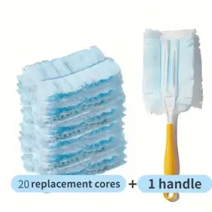 21Pcs Disposable Fluffy Duster Kit (1 Handle+20 Refills) | Static Dust Sweeper Cleaning Brush | Dust Catcher for Home Blinds Ceiling Fans Car Pet Hair | CleanTok Must Haves Household Tools
