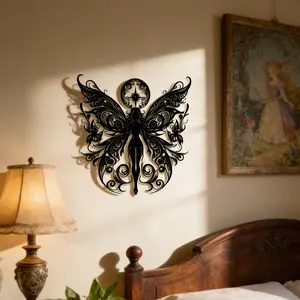 Fairy Pattern Wall Art, 1 Count Magical Metal Wall Decor, Wall Hanging Decor for Home Living Room Bedroom