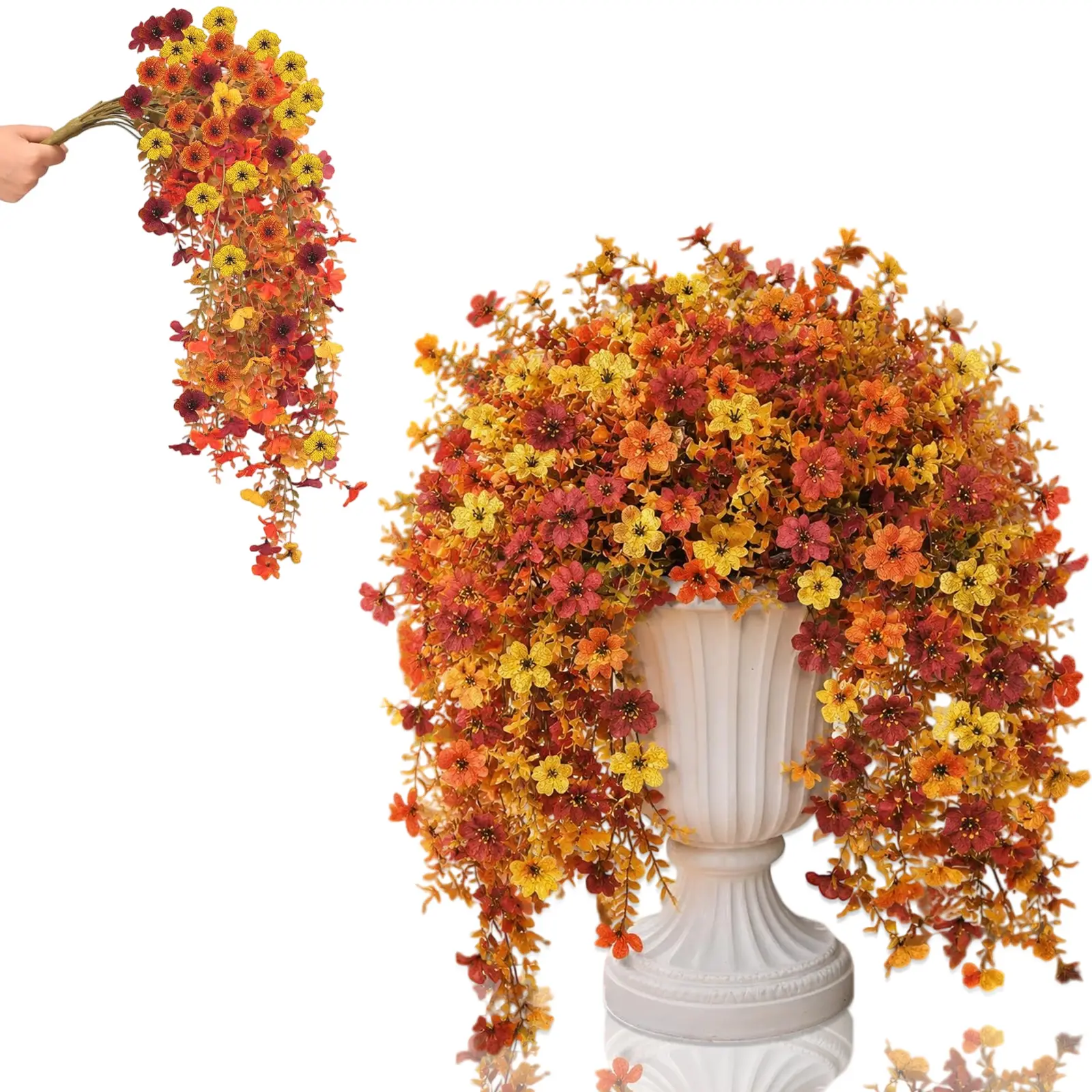 Fall Artificial Flower Halloween (2/4/6/12/24pcs set), UV Resistant Colorful Fake Flower, Decorative Bouquet for Home Garden Party Wedding Decor, Artificial Flowers Bouquet