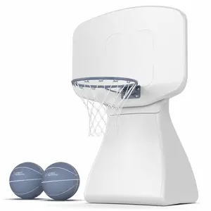 Coast Modern Poolside Basketball Hoop with Wheels - Premium Outdoor Pool Basketball Hoop with 2 Swimming Pool Basketballs and Ball Pump - White