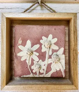 Plaster Botanical Bas Relief Artwork Decor Flower Shadow Ornaments Red Wall Decoration Poster Hand
